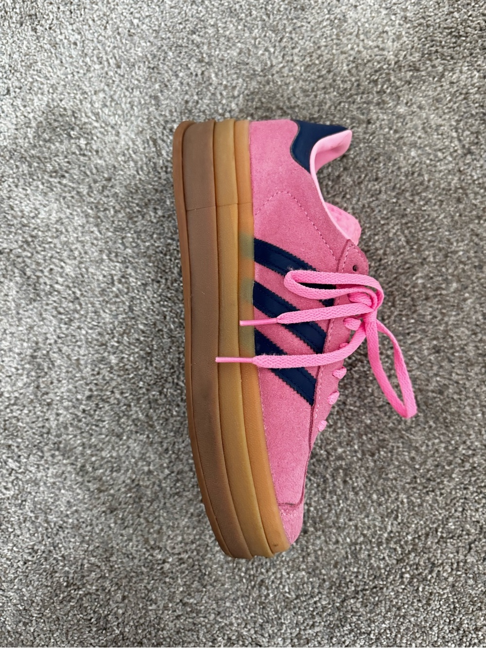 adidas Pink Suede Sneakers with Navy Three Stripes - Picture 5 of 8